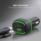 36W Car Charger PD + 3FT A to C USB For BLU View 5 PRO B170D