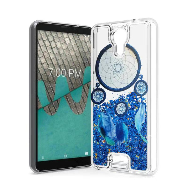 For Wiko Life 2 u307as Liquid Glitter Motion Case Phone Cover - Blue Dream Catcher