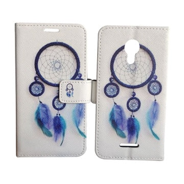 For Wiko Life C210AE Wallet Credit Card Holder Pouch Case Phone Cover - Blue Dream Catcher