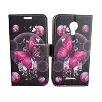 For Wiko Life C210AE Wallet Credit Card Holder Pouch Case Phone Cover - Pink Butterfly
