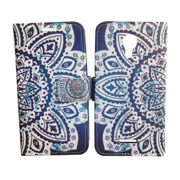For AT&T Prepaid Radiant Core U304AA Wallet Credit Card Holder Pouch Case Phone Cover - Blue Abstract