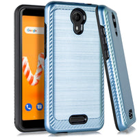 For AT&T Prepaid Radiant Core U304AA Lining Hybrid Case Phone Cover - Blue