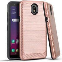 For LG Tribute Royal LM-X320PM Slim Lining Hybrid Protector Case Phone Cover - RoseGold