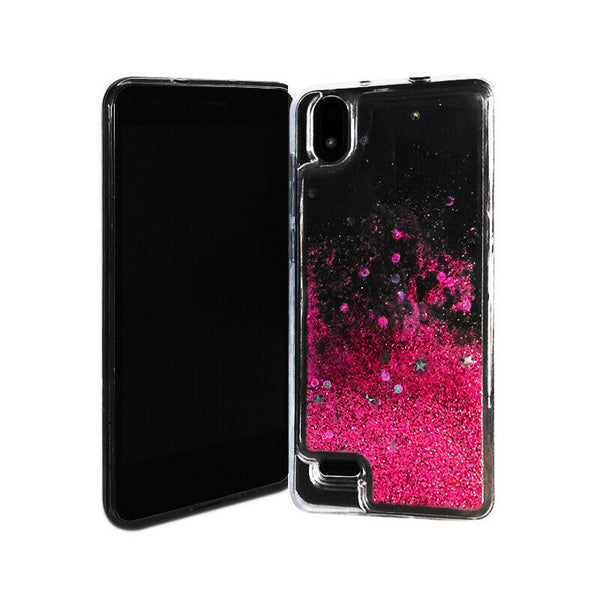 For ZTE Blade T2 Lite Z559DL Liquid Glitter Motion Case Phone Cover - Pink