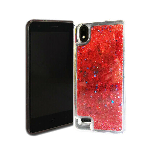 For ZTE Z1 Gabb Wireless Liquid Glitter Motion Case Phone Cover - Red