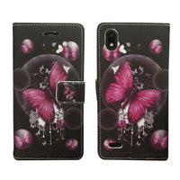 For ZTE Z1 Gabb Wireless Wallet Pouch Credit Card Holder Case Phone Cover - Pink Butterfly