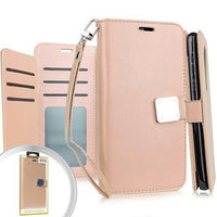 For LG Tribute Royal LM-X320PM Deluxe Wallet Pouch Credit Card Holder Case Phone Cover - RoseGold