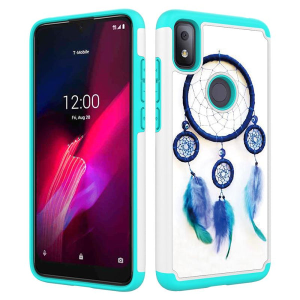 For T-Mobile TCL Revvl 4 Hybrid Dual Cover Phone Case - Blue Dream Catcher